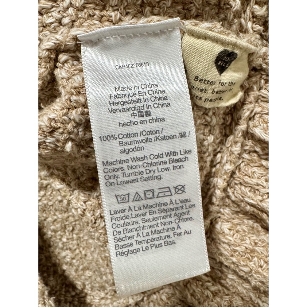 Madewell Womens XS Marled Tan Ruffle Peplum Sleeveless Knit Sweater Top Cotton - Picture 4 of 4